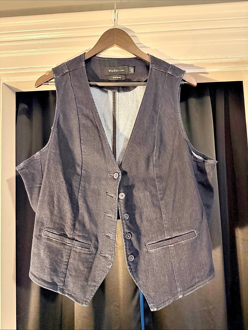 Studio by Torrid Black Denim Button Front Vest Like New